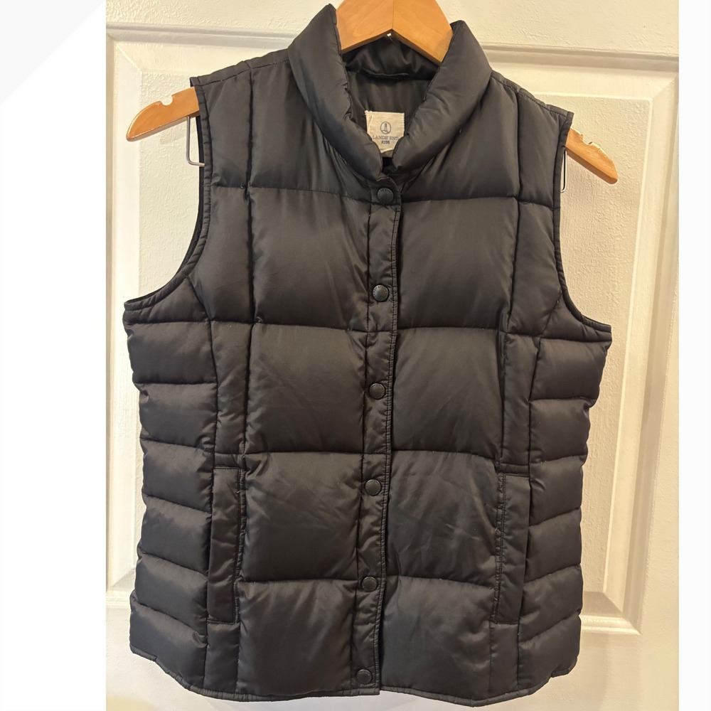 Lands End Kids Black Quilted Puffer Vest Snap Front Layering Winter SZ L -14